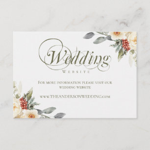 Elegant Winter Floral Wedding Website Enclosure Card