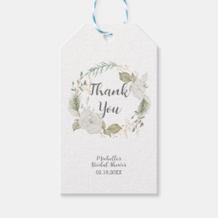 Elegant Winter Floral Wreath Bridal Shower Gift Tags