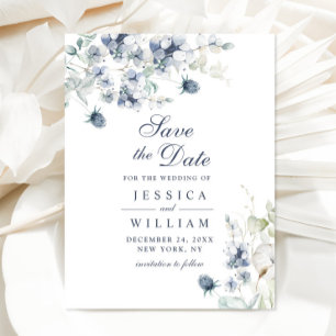 Elegant Winter Foliage Boho Wedding Save the Date Postcard