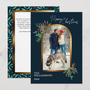 Elegant Winter Foliage Custom Photo Christmas Card