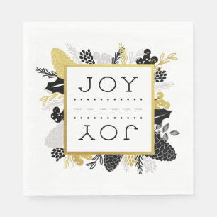 Elegant Winter Foliage JOY Christmas Napkin