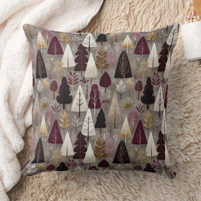 Elegant Winter Forest Christmas Pattern (10) Throw Pillow (Blanket)