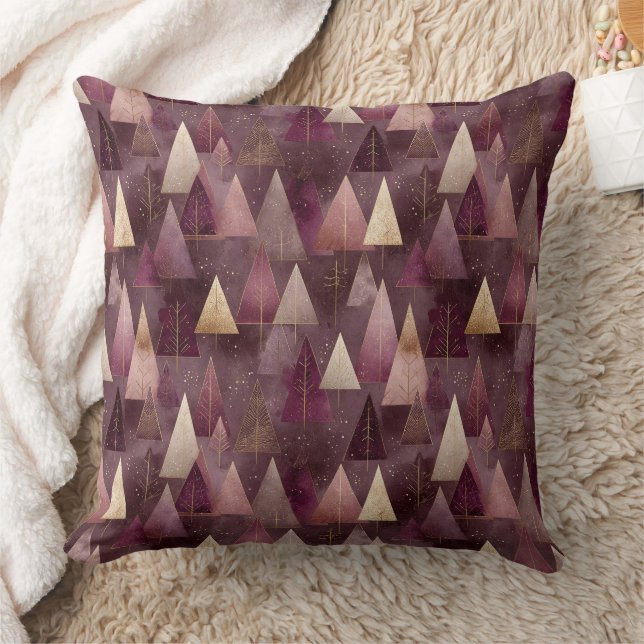 Elegant Winter Forest Christmas Pattern (4) Throw Pillow (Blanket)