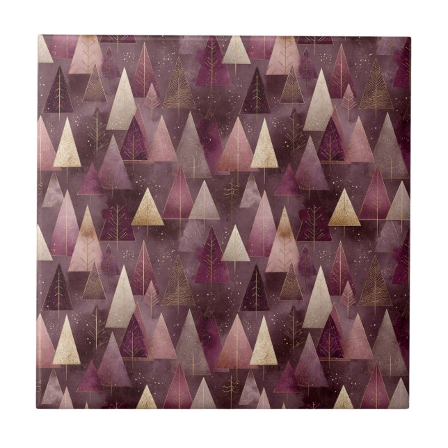 Elegant Winter Forest Christmas Pattern (4) Tile (Front)