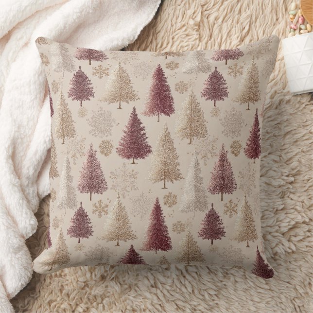 Elegant Winter Forest Christmas Pattern (6) Throw Pillow (Blanket)