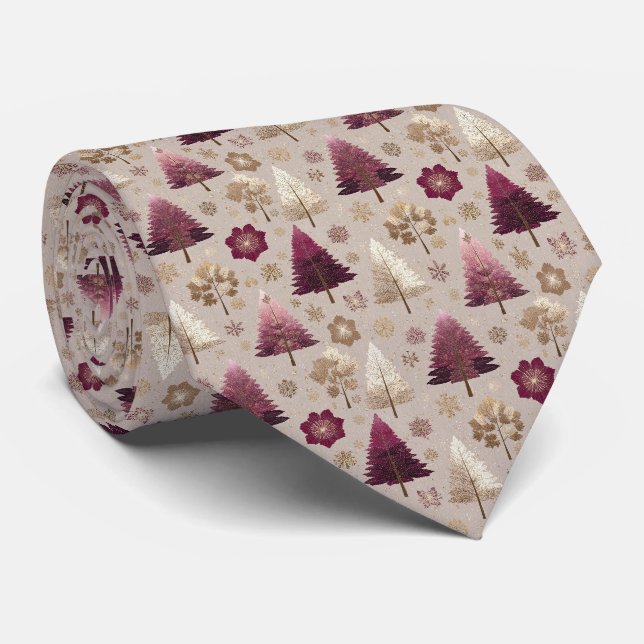 Elegant Winter Forest Christmas Pattern (7) Tie (Rolled)