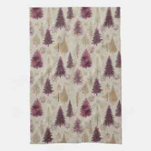 Elegant Winter Forest Christmas Pattern (9) Kitchen Towel