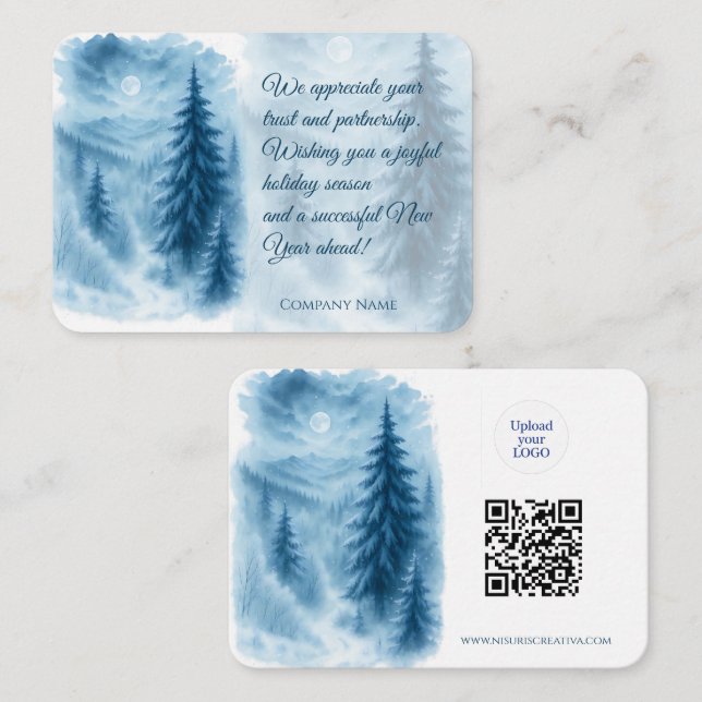 Elegant Winter Forest Corporate Holiday Gifts Card (Front/Back)