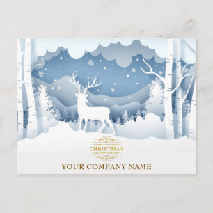 Elegant Winter Forest Deer Holiday and Christmas Postcard