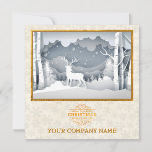 Elegant Winter Forest Deer Holiday and Seasonal Card
