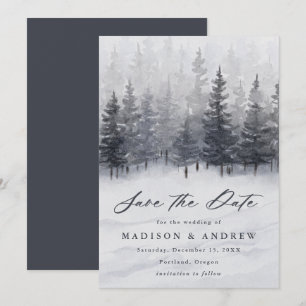 Elegant Winter Forest Wedding Save The Date