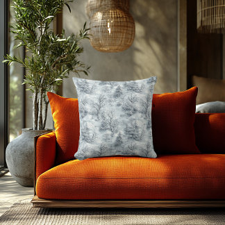 Elegant Winter Forest with Printed Embossed Effect Throw Pillow
