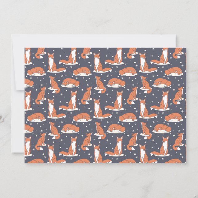 Elegant Winter Fox Snowy Night Holiday Card (Front)