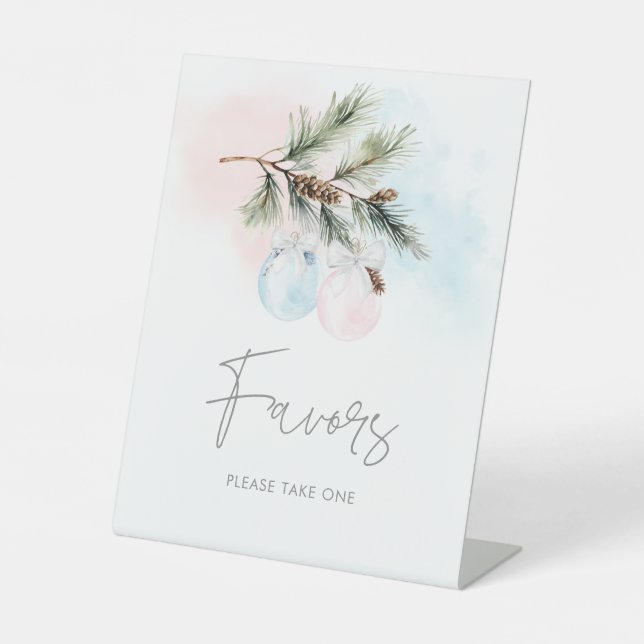 Elegant Winter Gender Reveal Favours Pedestal Sign (Front)