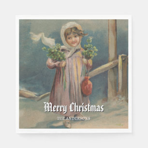 Elegant Winter Girl by Lantern Scene Napkin