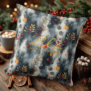 Elegant Winter Glow – Modern Christmas Botanical Throw Pillow