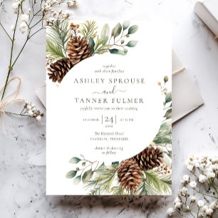 Elegant Winter Greenery Botanical Wedding Invitation