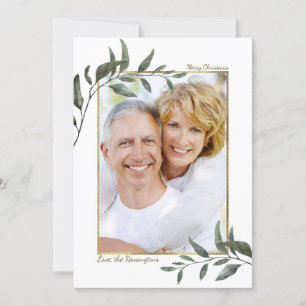 Elegant Winter Greenery Christmas Holiday Photo Card