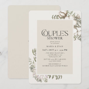 Elegant Winter Greenery Floral Couple's Shower Invitation