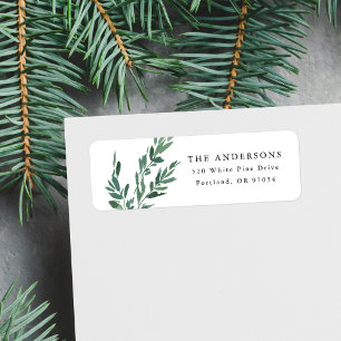 Elegant Winter Greenery Holiday Return Address