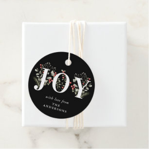 Elegant Winter Greenery JOY Christmas Holiday Gift Favour Tags