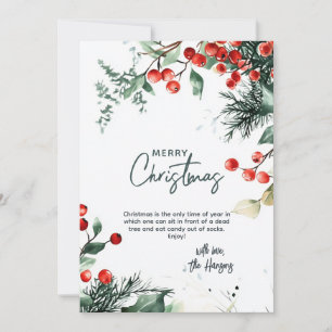 Elegant Winter Greenery Merry Christmas Holiday Card