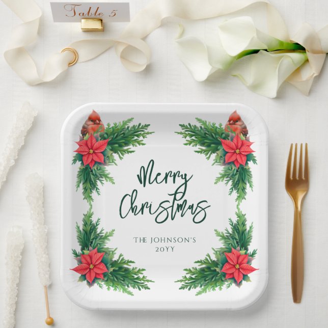 Elegant Winter Greenery Paper Plate (Wedding)