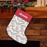 Elegant Winter Greenery Pattern Personalized Small Christmas Stocking<br><div class="desc">This Christmas holiday stocking features an elegant winter greenery illustration in red,  green,  blue and tan. Personalized this festive stocking with your name.</div>