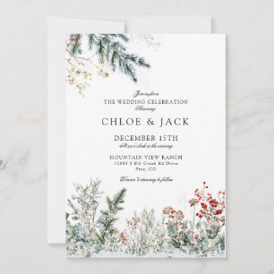 Elegant Winter Greenery Wedding Invitation
