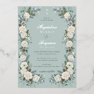 Elegant Winter Greenery White Floral Wedding