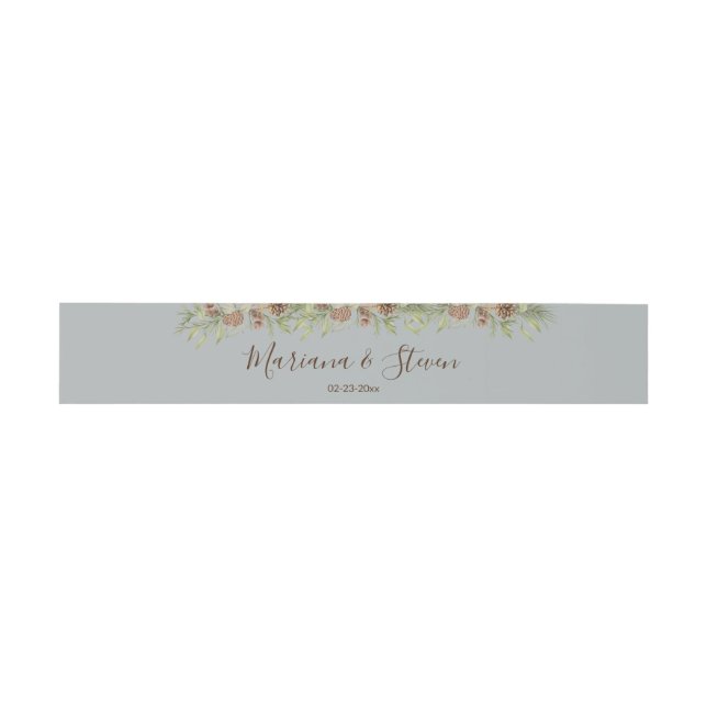 Elegant Winter Grey Wedding Invitation Belly Band (Flat)