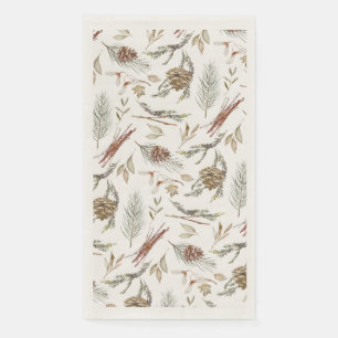 Elegant Winter Guest Towel with Pinecones Napkin