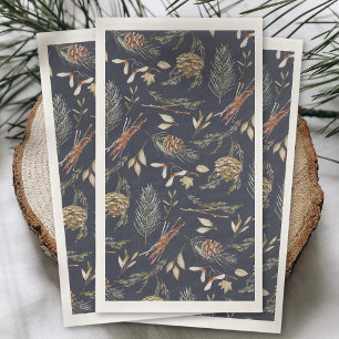 Elegant Winter Guest Towel with Pinecones Napkin