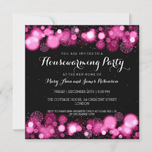 Elegant Winter Housewarming Party Pink Invitation