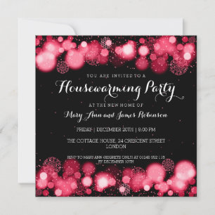 Elegant Winter Housewarming Party Red Invitation