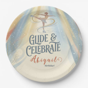 Elegant Winter Ice Skating Birthday Invitation Paper Plate