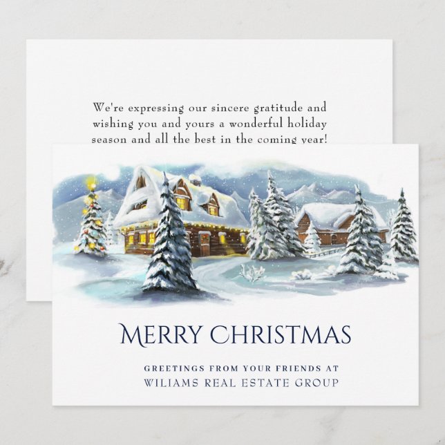 Elegant Winter Land Christmas Corporate Greeting Holiday Card (Front/Back)