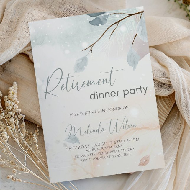 Elegant Winter Marbled Retirement Dinner Party Invitation (Creator Uploaded)