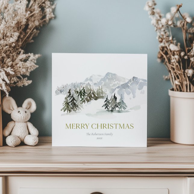 Elegant Winter Mountain Christmas Holiday Card (Creator Uploaded)