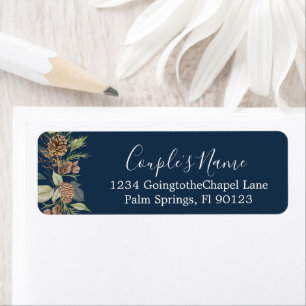 Elegant Winter Navy Blue Wedding Return Address