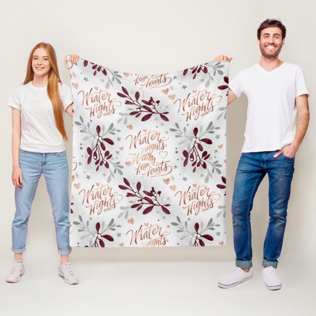 Elegant Winter Nights Warm Hearts Personalized  Fleece Blanket (In Situ)