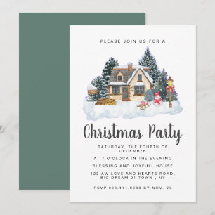Elegant Winter Nostalgic Vintage Christmas Party Invitation