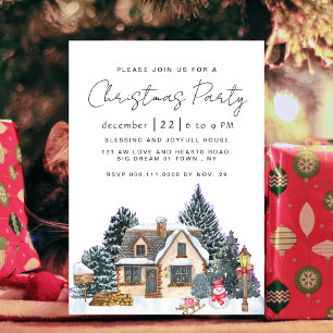 Elegant Winter Nostalgic Vintage Christmas Party Invitation