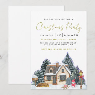 Elegant Winter Nostalgic Vintage Christmas Party Invitation