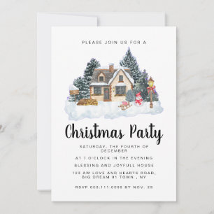 Elegant Winter Nostalgic Vintage Christmas Party Invitation