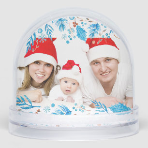 Elegant Winter Pattern Custom Photo Christmas Snowglobe