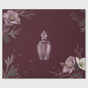 Elegant Winter Perfume Burgundy Christmas Wrapping Paper