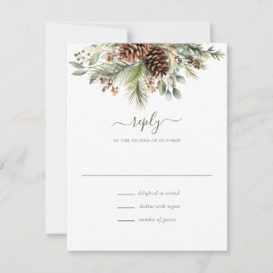 Elegant Winter Pine Greenery RSVP Card