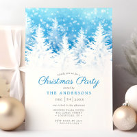 Elegant Winter Pine Trees in Snow Christmas Party