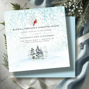 Elegant Winter Pines Mountain Wedding Invitation